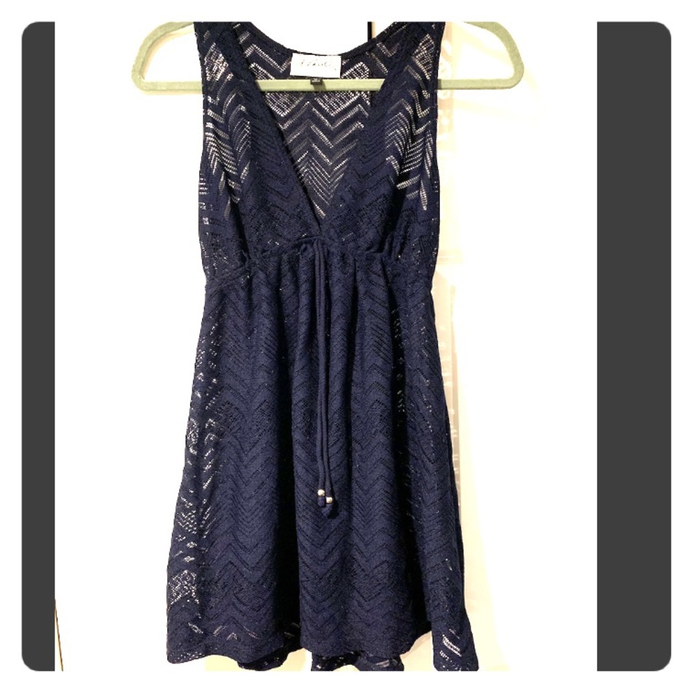 Navy Crochet Bathing Suit Cover Up